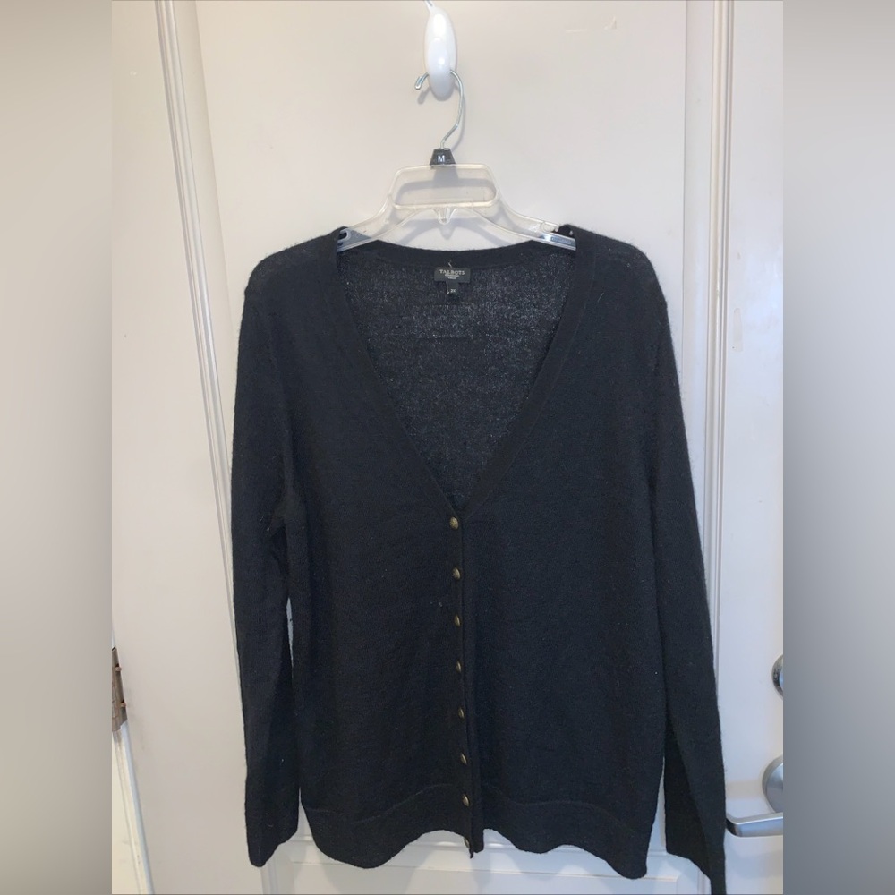 Talbots Women’s Black Vneck Button Up Wool Mohair Cardigan Size 2X